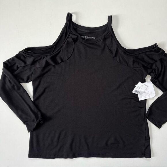 Beyond Yoga NWT Cold Shoulder Ruffle Top XL - Picture 7 of 9